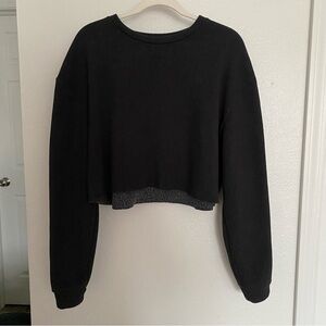 Topshop Black Cropped Sweatshirt